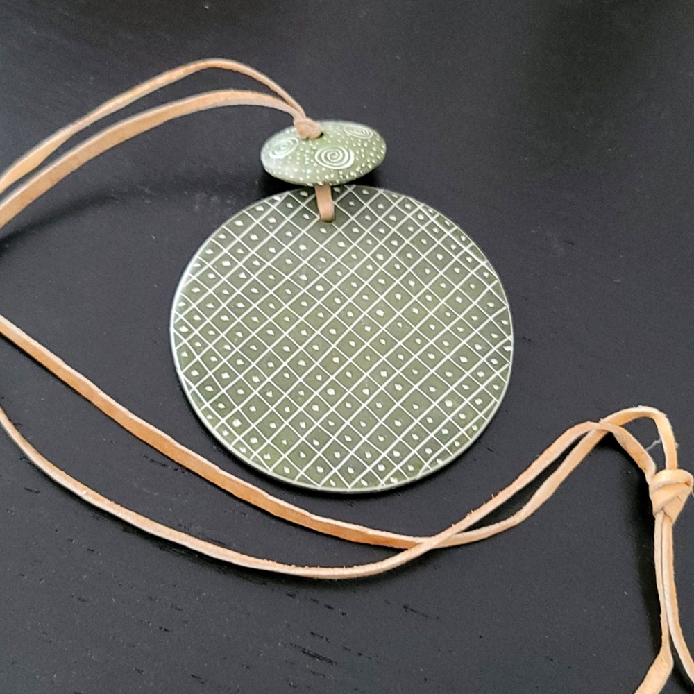 Hand Crafted Clay Medallion Necklace